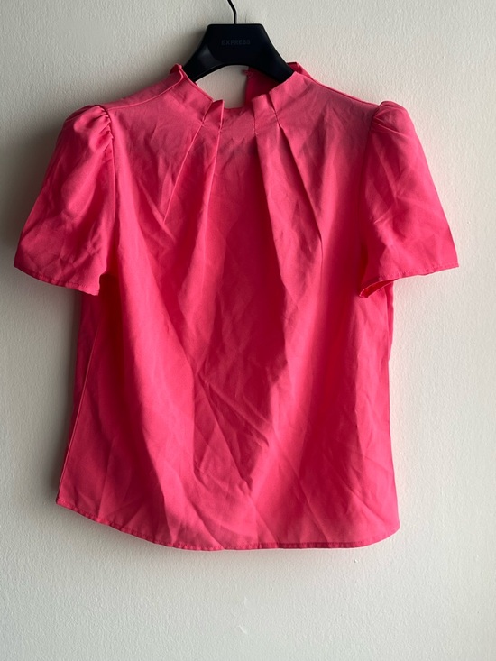 SHEIN Tops - Shein Hot Pink Pleated Short-Sleeve Blouse size 4 Small Medium